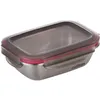 A rectangular stainless steel food container with a transparent lid. Anteprima dell’immagine prodotto