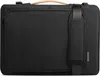 A black laptop bag with a beige handle and a black shoulder strap. Produktbild-Vorschau
