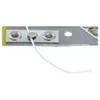 A close-up view of a metal strip with two grommets and a white string threaded through one of them. Náhled obrázku produktu