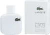 A white bottle of Lacoste Eau de Toilette and its packaging are displayed side-by-side against a white background. Produktbild-Vorschau
