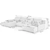 A diagram of a sectional sofa with dimensions indicated by text and lines. Produktbild-Vorschau