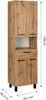 A tall, narrow cabinet with a wood-grain finish and black handles, standing on black legs. Podgląd zdjęcia produktu