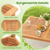 A wooden garden table with drinks and pastries on it, set in a grassy outdoor environment. The image also includes close-up insets highlighting product features. Anteprima dell’immagine prodotto