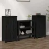 Sideboards 2 Stk. Schwarz 40x35x80 cm Massivholz Kiefer , Produktbild-Vorschau 1