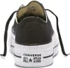 The back view of a black Converse Chuck Taylor All Star Lift Ox sneaker with a white platform sole. Anteprima dell’immagine prodotto