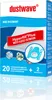 A product package for vacuum cleaner bags and microfilters. Produktbild-Vorschau