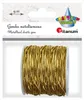 A spool of gold elastic cord on a white background with packaging details above. Produktbild-Vorschau