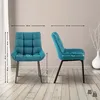 Two views of a turquoise chair with dimensions indicated by lines and numbers. Anteprima dell’immagine prodotto
