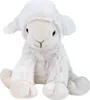 A white plush sheep toy is sitting down, facing forward. Produktbild-Vorschau