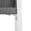A close-up view of the connection between the woven seat of a chair and its white metal frame. Produktbild-Vorschau