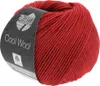 A ball of red yarn with a label. Produktbild-Vorschau