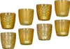 8er Set Windlicht H7,5cm Glas Gelb Teelichthalter Tischdeko Produktbild-Vorschau 1