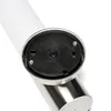 A close-up view of the bottom of a stainless steel outdoor light fixture, showing the black sensor and mounting base. Produktbild-Vorschau