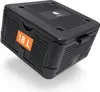 A black foldable cooler box with an orange label indicating its capacity. Produktbild-Vorschau