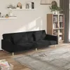 Möbel Schlafsofa 2-Sitzer mit 2 Kissen Schwarz Stoff - Produktbild-Vorschau 1
