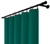 A close-up view of teal curtains hanging from a black curtain rod. Podgląd zdjęcia produktu