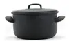 A black enamel pot with a lid and handles, shown against a white background. Podgląd zdjęcia produktu