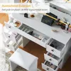 Coiffeuse LED CLIPOP, station de charge, avec 7 tiroirs et Voir les images du produit 6