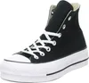 A black Converse Chuck Taylor All Star high-top sneaker with a white platform sole and white laces, shown against a white background. Anteprima dell’immagine prodotto
