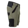A side view of a pair of olive green and black work shorts. Produktbild-Vorschau