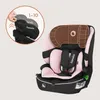 A car seat with an inset showing how to adjust the headrest. Produktbild-Vorschau