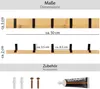 Diagrams showing the dimensions and accessories for a bamboo coat rack. Produktbild-Vorschau