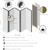 Diagram showing the features and dimensions of a room divider. Produktbild-Vorschau