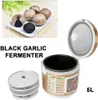 A collage showing black garlic, a black garlic fermenter machine, and its accessories. Náhled obrázku produktu