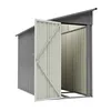 A metal shed with its door open, shown against a white background. Produktbild-Vorschau