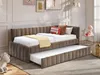 Schlafsofa mit Ausziehschublade 90 x 190 cm - Stoff - Braun Produktbild-Vorschau 6