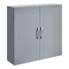 A gray bathroom cabinet with two doors and silver handles, shown against a white background. Náhled obrázku produktu