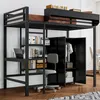 Hochbett mit Schreibtisch, Kleiderschrank und Regal, 90x200 Produktbild-Vorschau 3