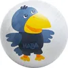 A close-up of a wooden ball with a cartoon crow illustration. Anteprima dell’immagine prodotto