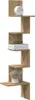 A wooden corner shelf unit with decorative items on it. Náhled obrázku produktu