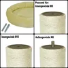 A collage of images showing a cat bed, screws, and different types of threaded posts for attaching to a scratching post. Produktbild-Vorschau