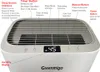 A close-up view of the top of a white dehumidifier with labels pointing to various buttons and indicators. Anteprima dell’immagine prodotto