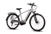 A silver and black electric bicycle is shown against a white background. Produktbild-Vorschau