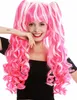 WIG ME UP Perücke Cosplay Lang Zöpfe Weiß Rosa Mix Produktbild-Vorschau 2