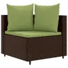 4-tlg. Garten-Sofagarnitur mit Kissen Braun Poly Rattan Produktbild-Vorschau 3
