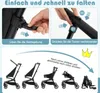 Instructions for folding a stroller, with diagrams and text. Produktbild-Vorschau