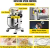 A collage of images showcasing a stand mixer, its controls, motor, and different uses. Produktbild-Vorschau
