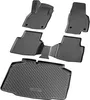 A set of car floor mats and a trunk liner are displayed against a white background. Produktbild-Vorschau