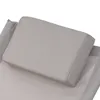 A close-up view of a gray headrest cushion on a lounge chair. Produktbild-Vorschau