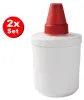 A white water filter with a red cap, with a red circular overlay indicating '2x Set'. Produktbild-Vorschau
