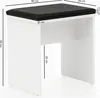 A white stool with a black cushion, shown with dimensions indicated by measurement lines and text. Produktbild-Vorschau