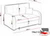 A diagram of a sofa with dimensions indicated by red lines and text labels. Náhled obrázku produktu