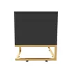A product shot of a black TV stand with a gold metal base, shown from the front. Produktbild-Vorschau