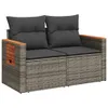 A studio shot of a grey poly rattan sofa with dark grey cushions. Podgląd zdjęcia produktu