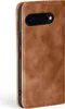 A close-up side view of a brown leather phone case. Produktbild-Vorschau