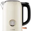 A cream-colored electric kettle with a retro design, featuring a built-in thermometer and a black handle, set against a white background. Podgląd zdjęcia produktu